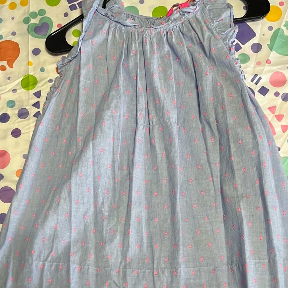 Light Blue Dress with Pink Polka Dots
